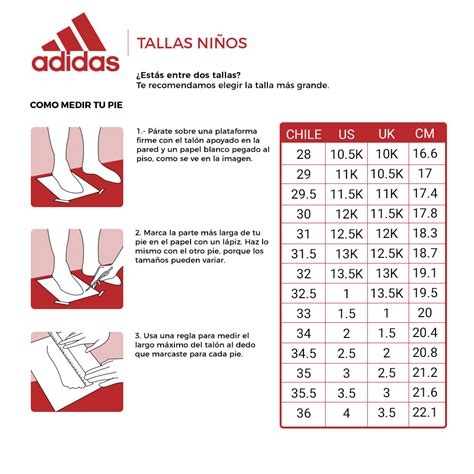 Adidas Chile guia de tallas